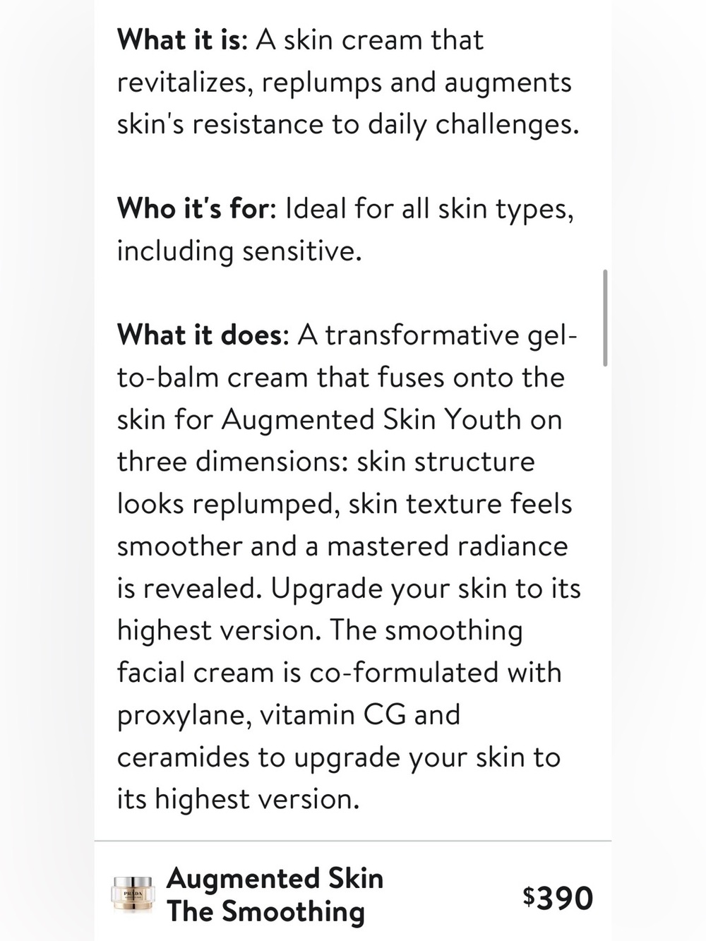 Prada Augmented Skin The Smoothing Face Cream Travel Size 15ml (Value $97) - Picture 5 of 5